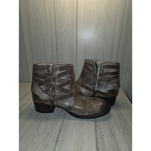 Freebird Sammie Ankle Boots Brown Leather Side Zip Womens Size 9 Boho Fall - Picture 3 of 11